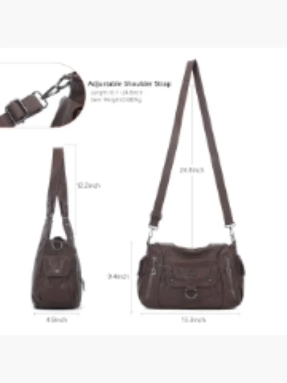Women's Hobo Shoulder Bag Vegan Leather Purse Satchel Tote Crossbody Adjustable